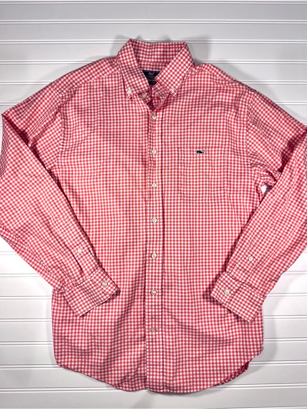 Vineyard Vines Orange & White Gingham Button-Down Shirt